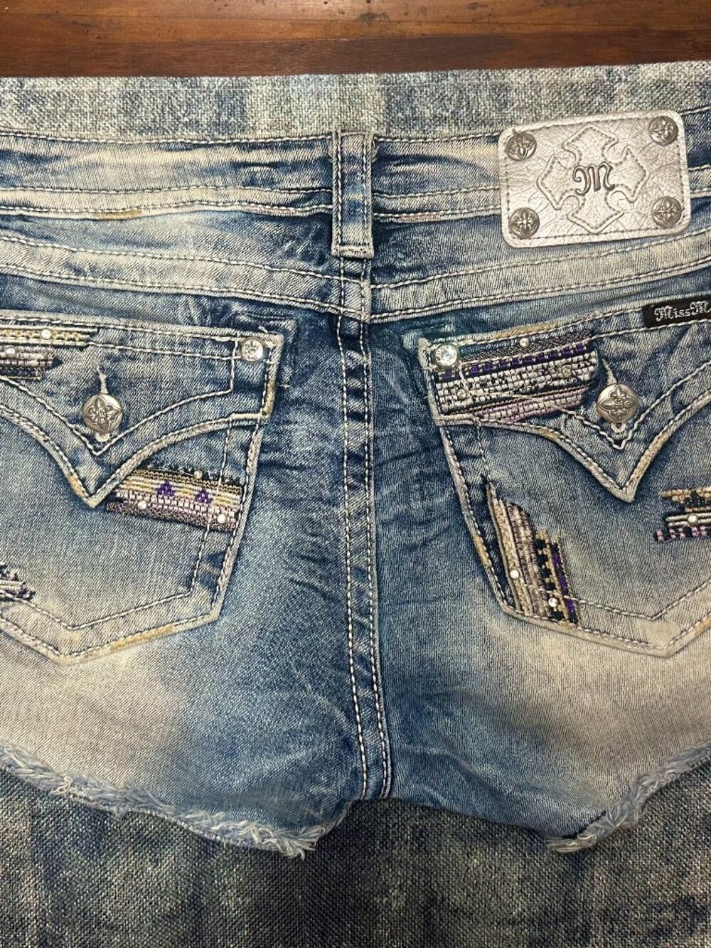 Miss Me Women's Embellished Denim Shorts - Light Blue